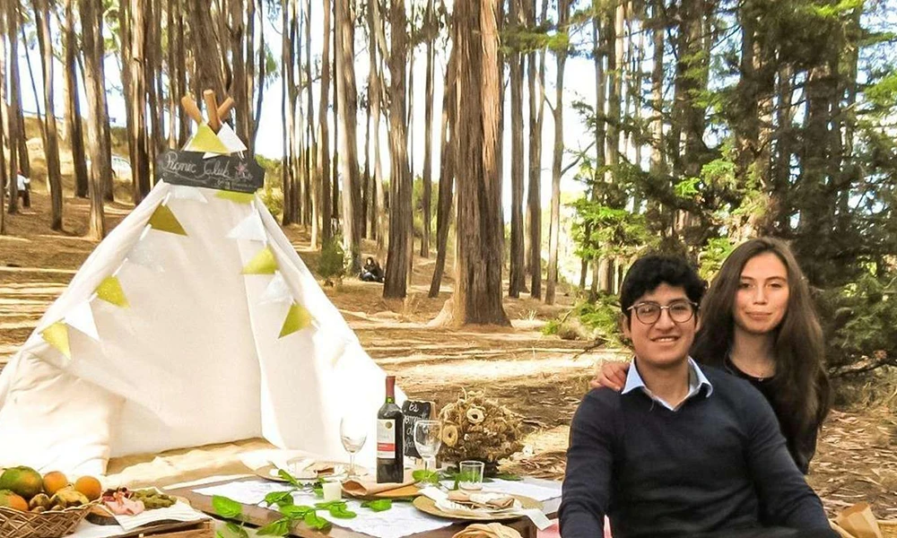 Picnic in the eucalyptus forest in Cusco